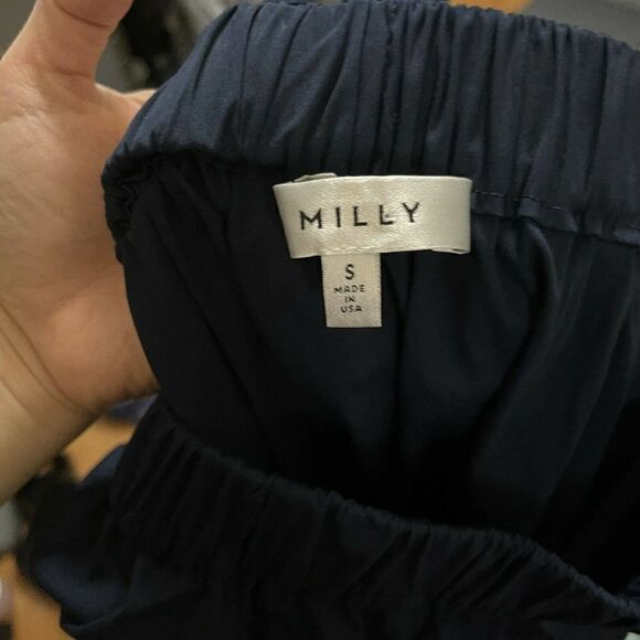 MILLY Blythe off shoulder navy bow sleeve blouse top size Small - Picture 7 of 9
